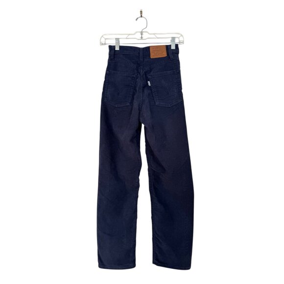 Levi's Ribcage Straight Ankle Corduroy Pants Navy Blue - Picture 4 of 8